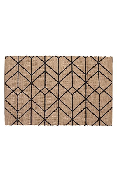 OEM Beige Jute Woven Rug Linear Pattern 90x60 cm