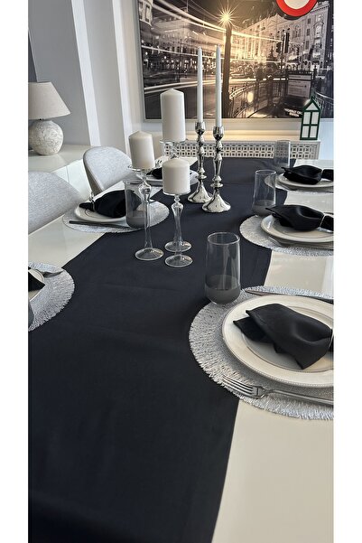 Decamor home Cotton Stain-Resistant Black Runner 1 Piece
