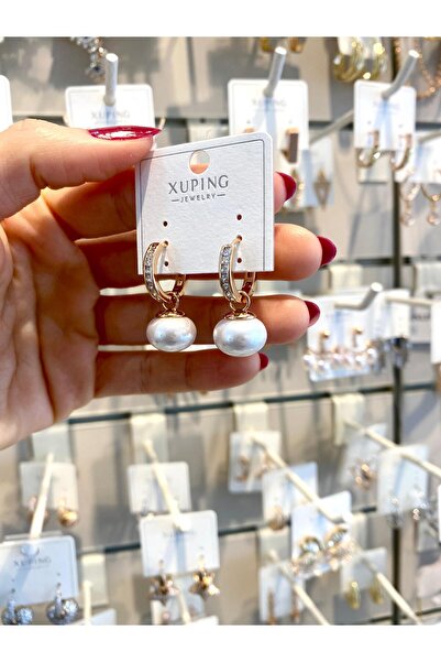 Lilyum Aksesuar Zirkon Taş Detaylı İncili Altın Sarı Rose Gold Renk Özel Seri...