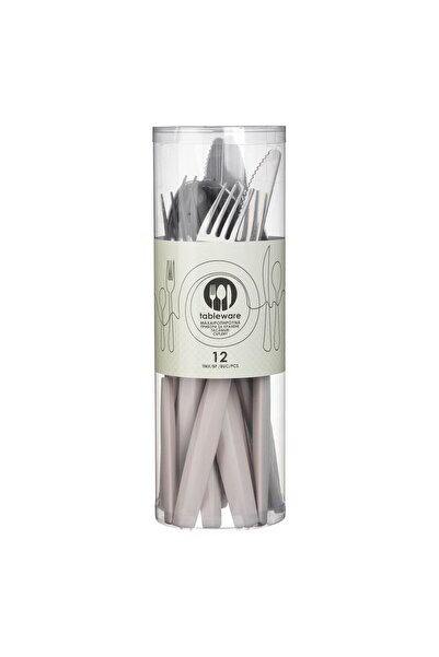 OEM Cutlery Set with Beige Diamond Handle - 12pcs