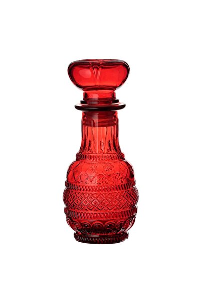 OEM Red Glass Liquor Bottle with Pattern 250ml