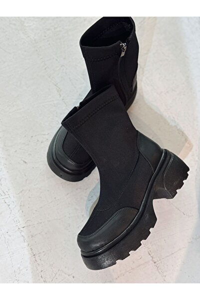 I Love Shoes Gariel Kadın Kalın Taban Bot Siyah Dalgıç Kumaş