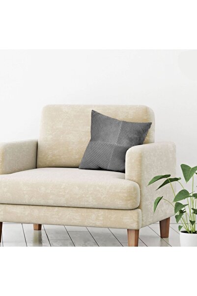 OEM Grey Velvet Winter Decorative Pillow with Embossed Stripes 45x45cm