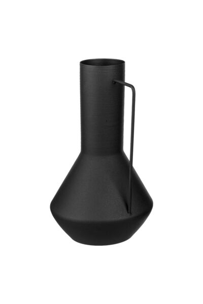 OEM Matte Black Metal Vase with Handle Ø17x29cm