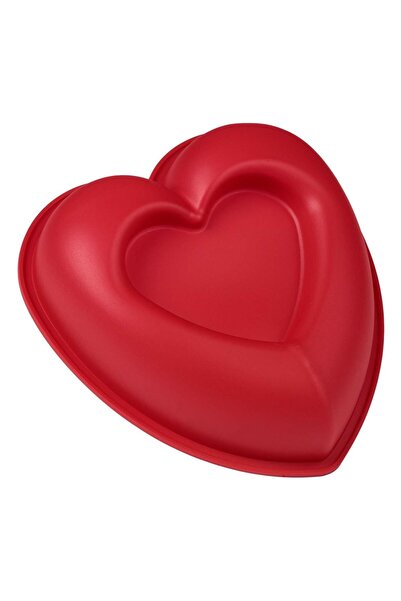 OEM Red Silicone Cupcake Baking Mold Heart Shape 15cm