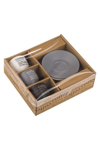 OEM Set of 3 Ceramic Coffee Cups with Saucers 3 Colors Matte 90ml - 3 sets