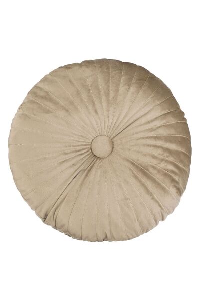 OEM Velvet Winter Decorative Pillow with Buttons & Beige Hem Ø38x10cm