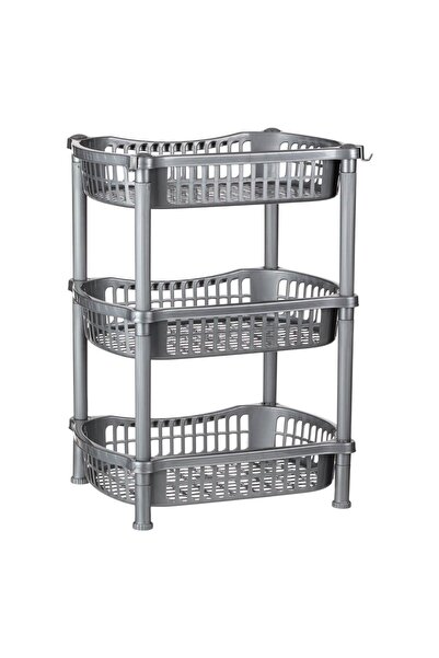 OEM Etajera de Bucatarie din Plastic cu 3 Rafturi Gri 41x31x54cm