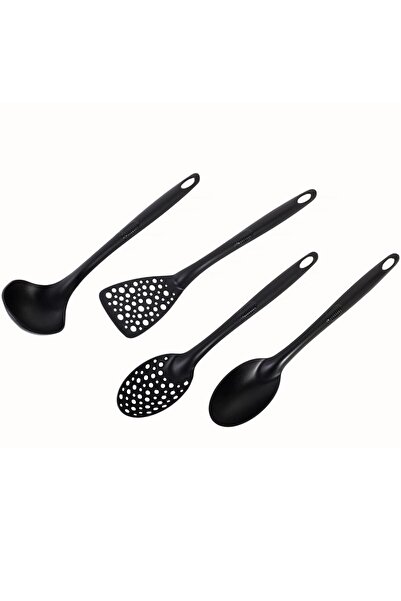 OEM Black Plastic Tableware Set - 4pcs
