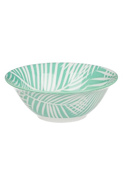 OEM Green Porcelain Bowl with White Tropical Leaves 450ml