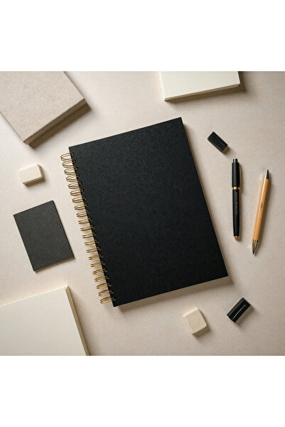 Fark Tanıtım Caiet cu spirală în dungi, dimensiune A4 (21X29,7 CM), 120 coli (240 pagini), copertă din carton negru
