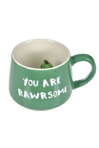 OEM Cana Ceramica cu Figurina 3D Dinozaur in Interior "You Are Rawrsome" 370ml