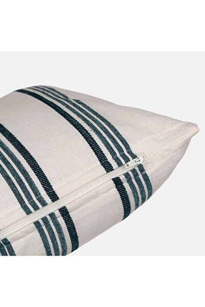 OEM White Decorative Pillow with Petrol Stripes 70x30cm