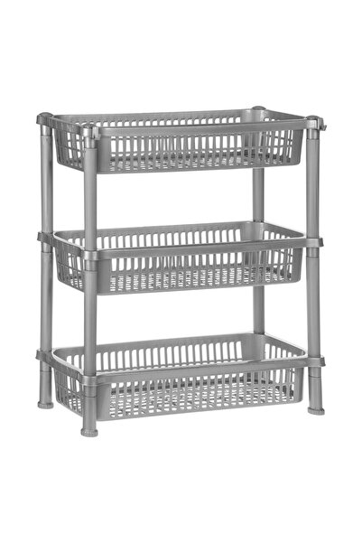 OEM Etajera cu 3 Rafturi din Plastic Gri 54.5x19.5x50.5cm