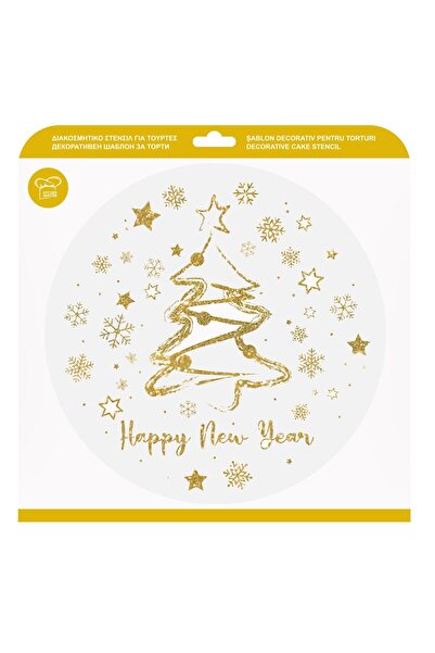 OEM Christmas Tree Star Snowflake Cake Stencil "Happy New Year" Ø25cm