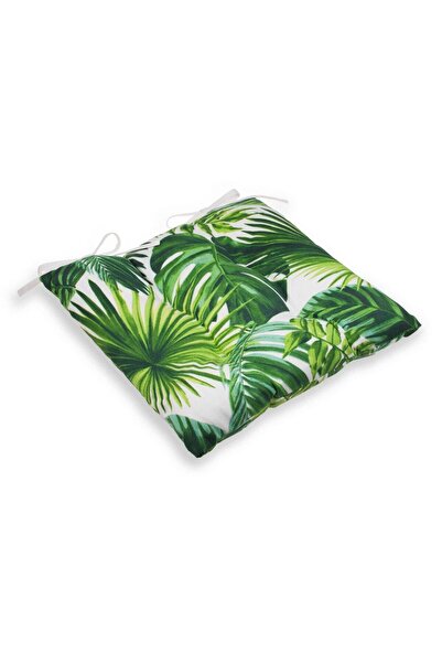 OEM White Cushion with Green Tropical Leaves Pattern for Chair 42x42cm