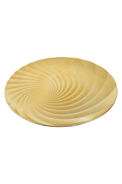 OEM Round Decorative Plate in Gold Plastic with Shell Pattern Ø33cm