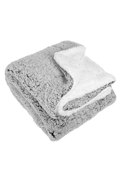 OEM Grey Faux Fur Decorative Throw with White Embossed Pattern for Sherpa Armchair