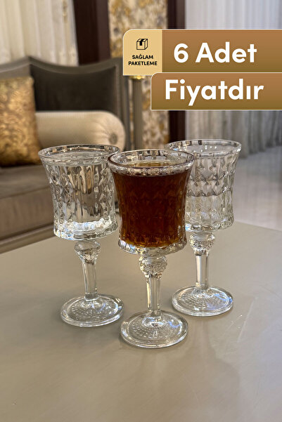 Mutfiko Luxury Crystal Patterned Footed Glass Cup 140 ml (Set of 6) – Stylish...