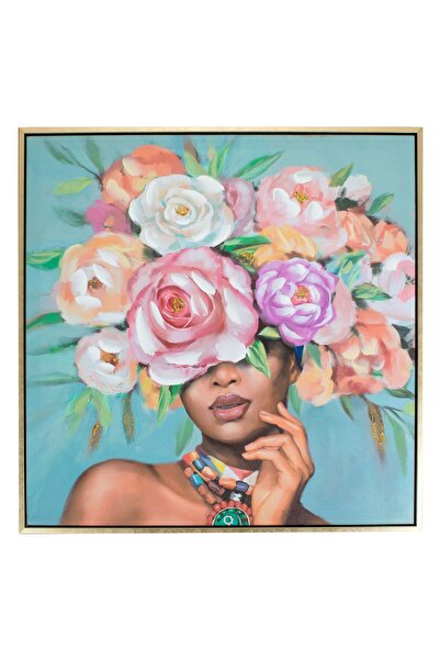 OEM Tablou in Ulei Femeie cu Flori in Par 60x60x3cm