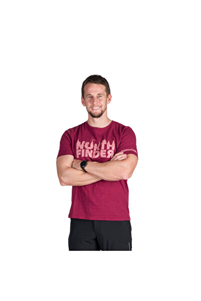 NORTHFINDER Tricou outdoor din bumbac pentru barbati Josef darkred