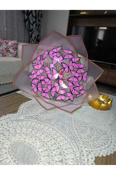 Düş Sokağı Kelebek Buketi Kelebek buketi pembe 30 kelebekli ışıklı (ledli)