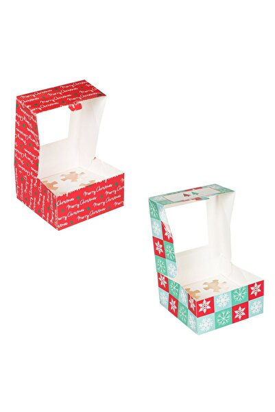 OEM Cardboard Boxes with Window & 4 Compartments for Christmas Cupcakes 16x16x7.5cm - 2