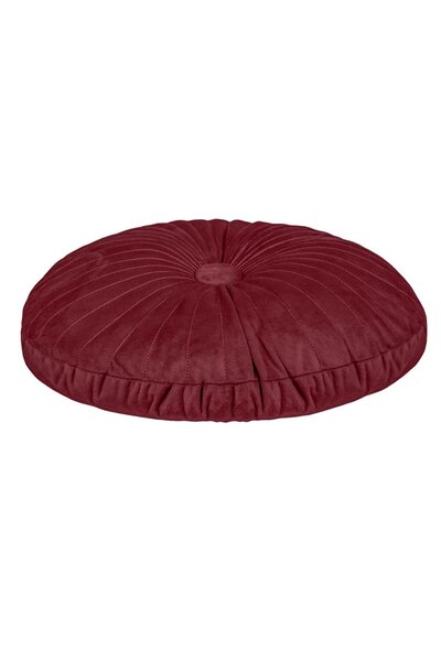 OEM Round Decorative Pillow Bordeaux Velvet with Buttons for Sofa Ø35cm