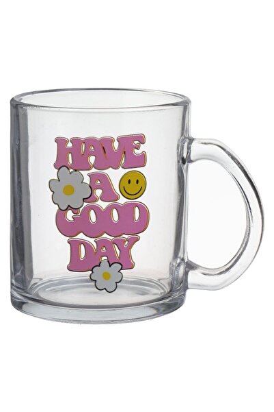 OEM Transparent Glass Mug with Message "Have a Good Day" 330ml