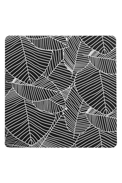 OEM Grey White Glass Holder with Wooden Leaf Pattern 11x0.5x11cm