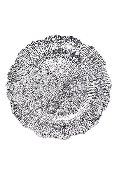 OEM Round Plastic Decorative Christmas Plate Silver Relief Pattern Ø32.5cm