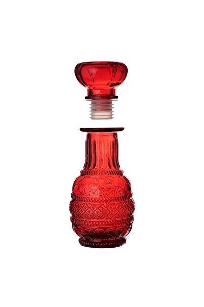 OEM Red Glass Liquor Bottle with Pattern 250ml