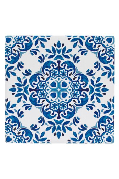 OEM Ceramic Cup Holder White Blue Tiles 10x10cm