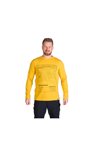 NORTHFINDER Men's long-sleeved cotton T-shirt Henderson goldenyellow