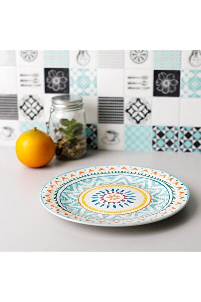 OEM Porcelain Plate with Colorful Aztec Patterns 27cm