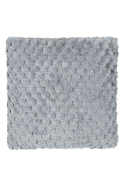 OEM Grey Faux Fur Decorative Pillow with Embossed Pattern for Sofa 60x60cm