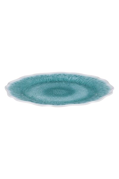 OEM Melamine Plate Turquoise Scallop 27.5cm