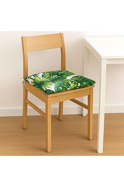 OEM White Cushion with Green Tropical Leaves Pattern for Chair 42x42cm