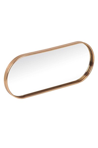 OEM Suport Oval Tava cu Oglinda & Margine Aurie pentru Lumanari 30x12.5x1.5cm