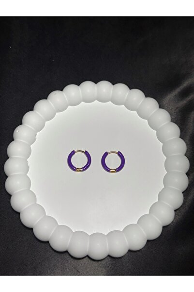 MODA Orta Boy Mor Renkli Çelik Halka Küpe