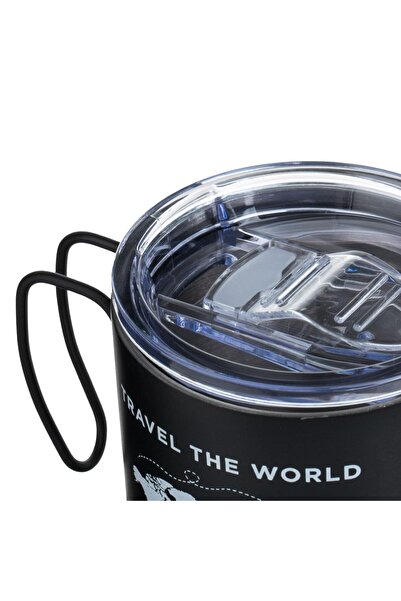 OEM Megru Stainless Steel Coffee Mug with Printed "Travel the World" 350ml