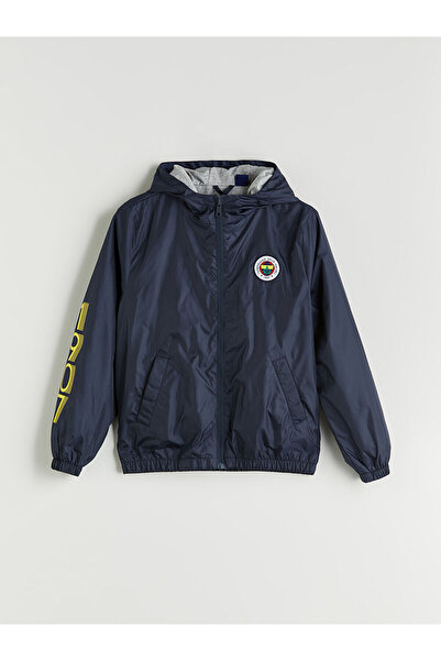 LC Waikiki LCW Kids Lacivert Kapüşonlu Fenerbahçe Baskılı Erkek Çocuk Yağmurl...