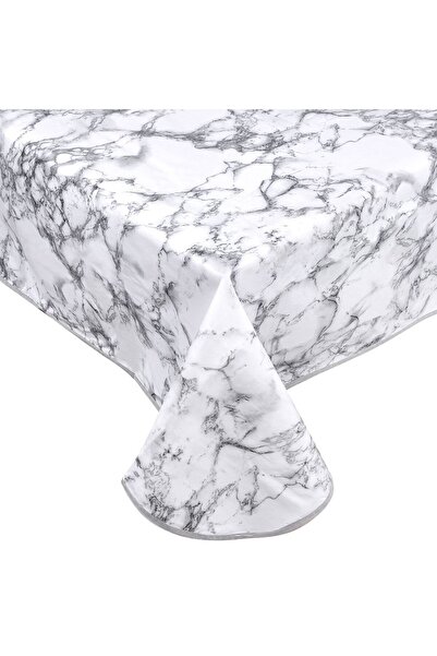 OEM White Marble Laminated Tablecloth 180x140cm
