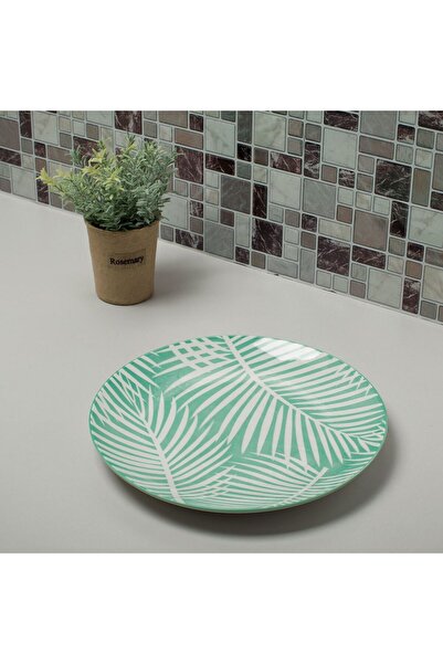 OEM Green Porcelain Plate with Tropical Leaves ØWhite 26.5cm