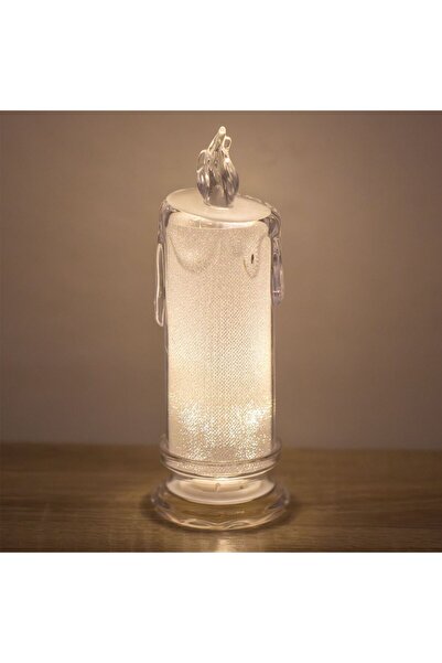 OEM Transparent Decorative Candle with Frosty Droplet Pattern Batteries & Warm White LED Ø6.5x18cm