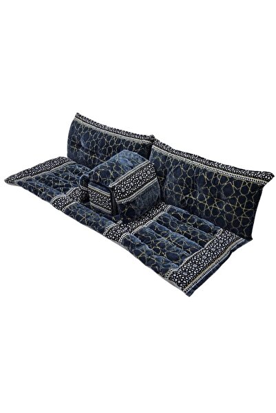 smart home 5-Piece Traditional Arabic Floor Seating Set for Two Persons with Back and Arm Cushion, 190x60x60cm