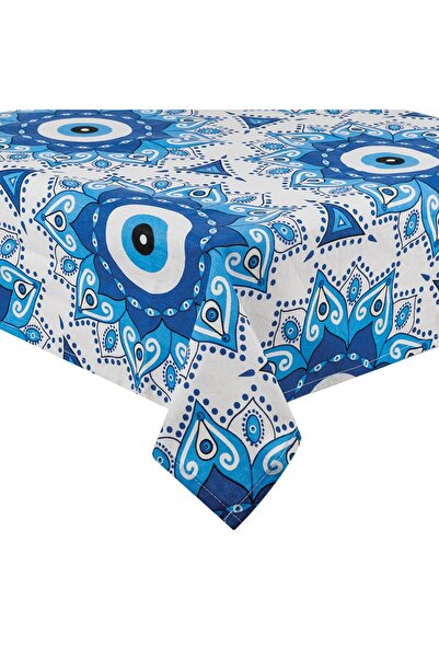 OEM Summer Tablecloth Ecru Blue Eye 180x140cm