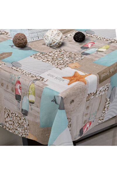 OEM Plastic Tablecloth with Summer Starfish Pattern 180x140cm