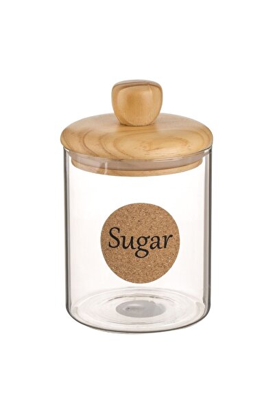 OEM Glass Jar with Wooden Lid "Sugar" 700ml