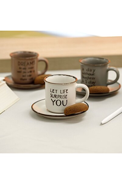 OEM Set of 3 Matte Ceramic Cups & Saucers 130ml - 3 Sets